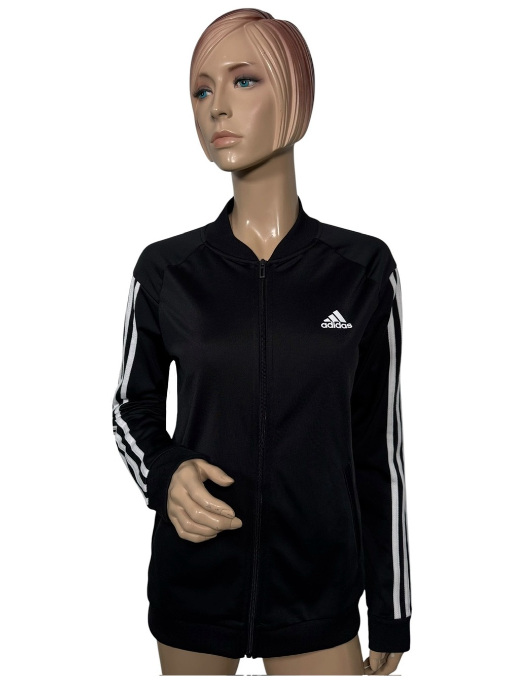 Adidas Primegreen 3 Stripe Track Jacket Black Full Zip Medium
